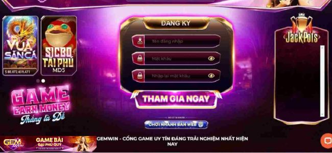 Gemwin Club yêu cầu đăng nhập thông tin chính chủ 